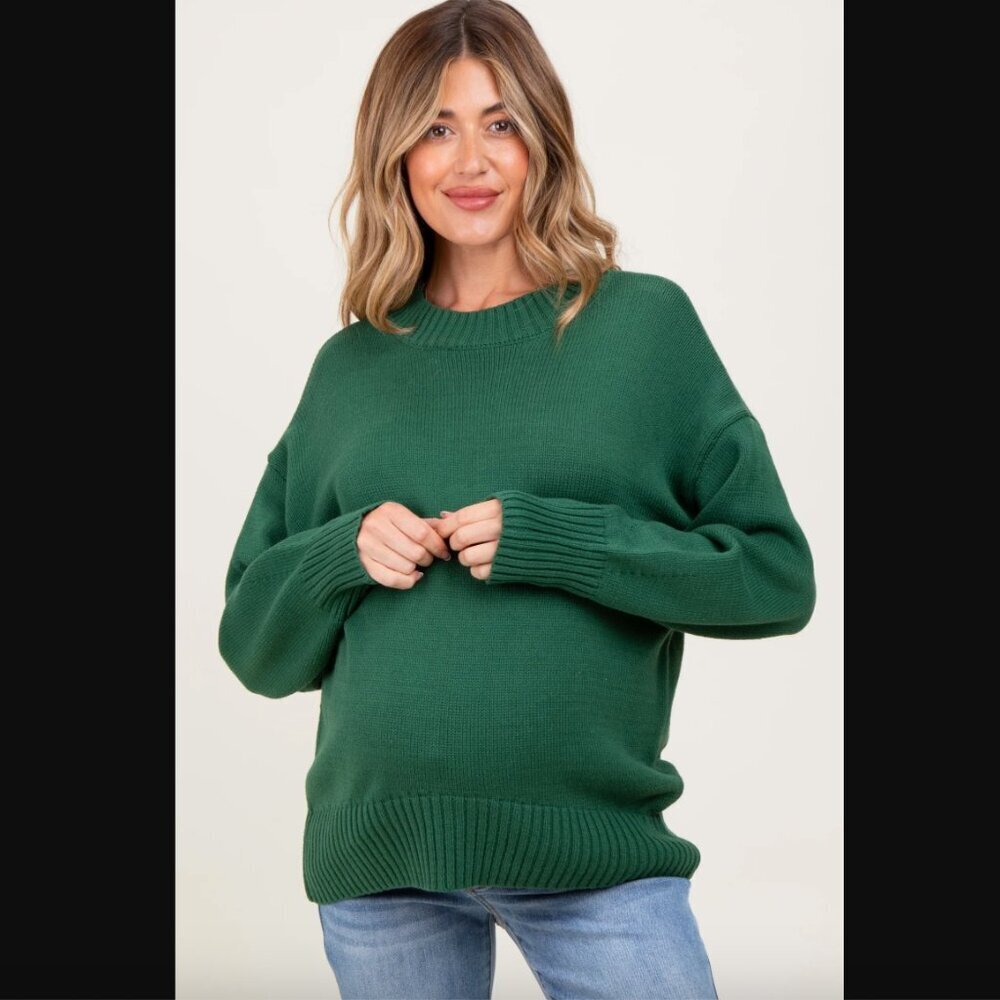 Pinkblush Wishlist Green Drop Shoulder Oversized Maternity Sweater S
